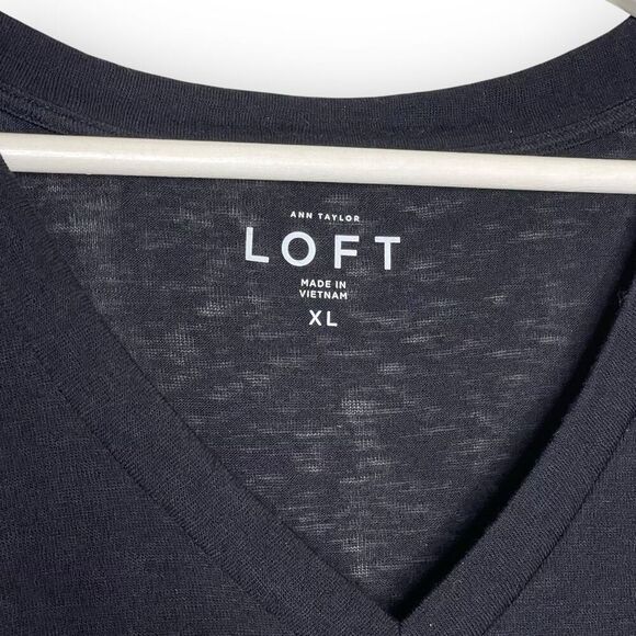 Ann Taylor LOFT Loft Black V Neck Short Sleeve Tshirt Top Women’s Size XL - Picture 7 of 9